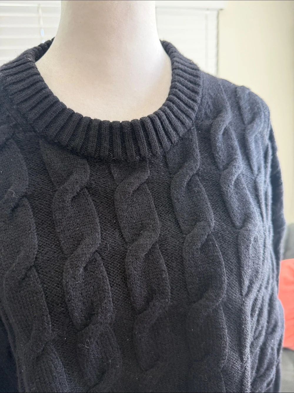 Babaton Black Cable Knit Crewneck Sweater - Men